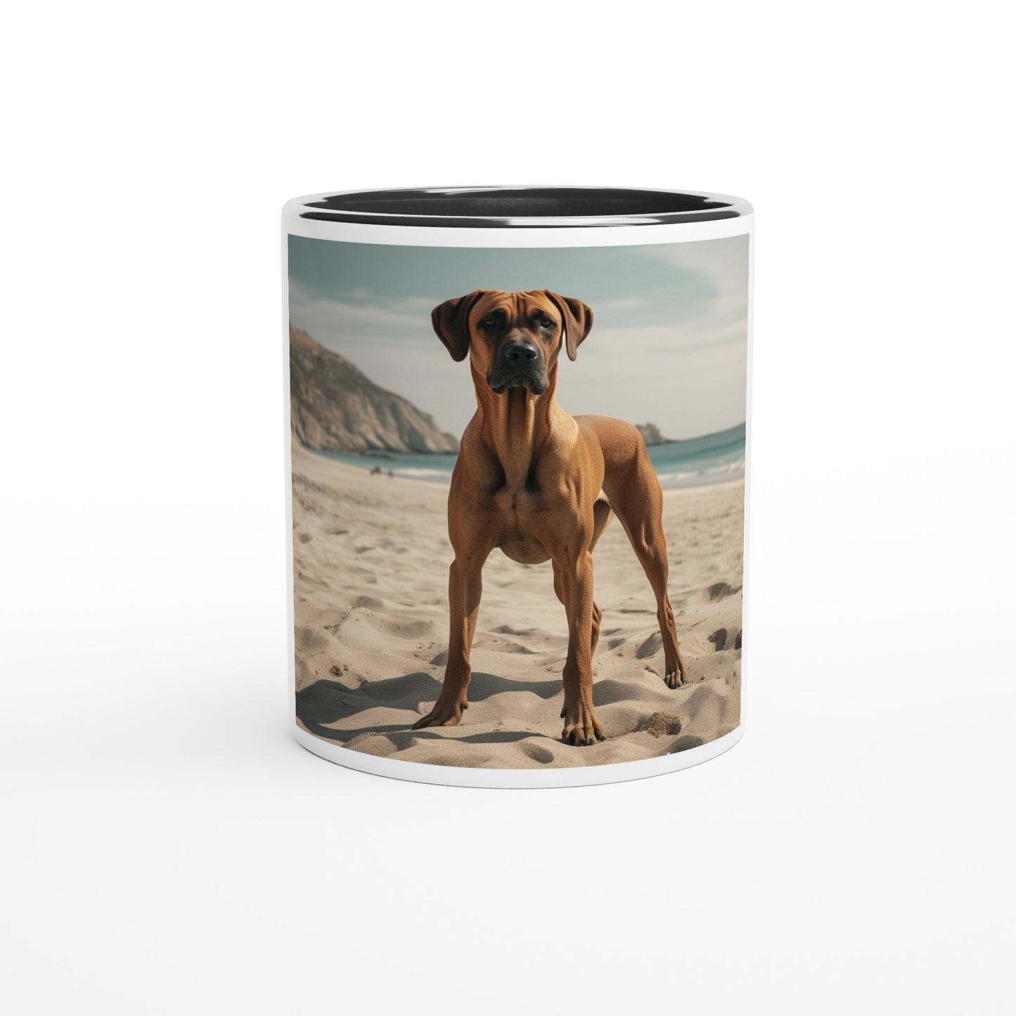 RR Sandy Beach White Mug with Color Inside Collection