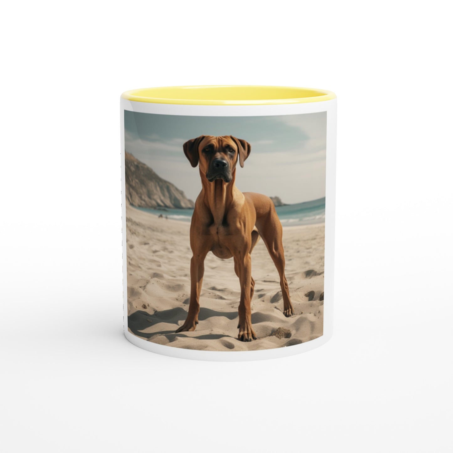 RR Sandy Beach White Mug with Color Inside Collection