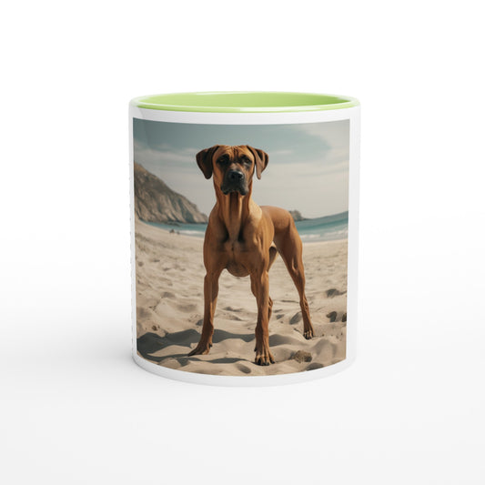 RR Sandy Beach White Mug with Color Inside Collection